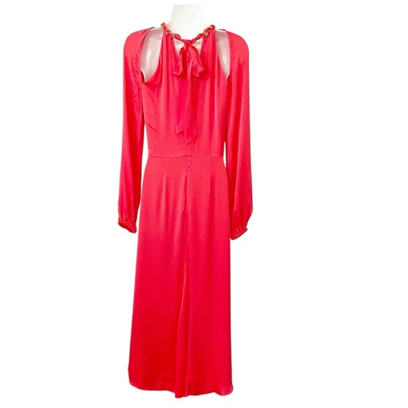 Veronica Beard Fayla Silk Chain-Detail Cutout Midi Dress Watermelon size 2 - Picture 5 of 15